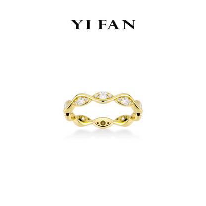 Christmas 2024 collection: Modern "Golden Christmas leaves" exquisite eternity Ring