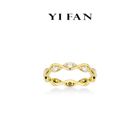 Christmas 2024 collection: Modern "Golden Christmas leaves" exquisite eternity Ring