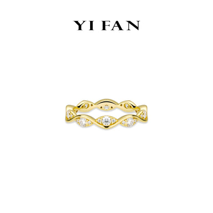 Christmas 2024 collection: Modern "Golden Christmas leaves" exquisite eternity Ring