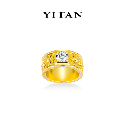 Gilded Heritage Collection：Luxury "Golden Regal Legacy" detailed wide band Ring