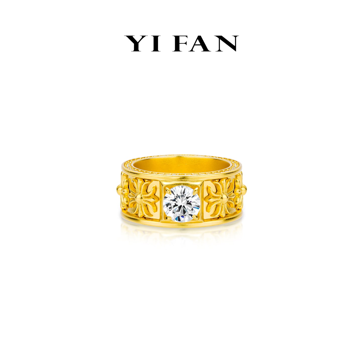 Gilded Heritage Collection：Luxury "Golden Regal Legacy" detailed wide band Ring