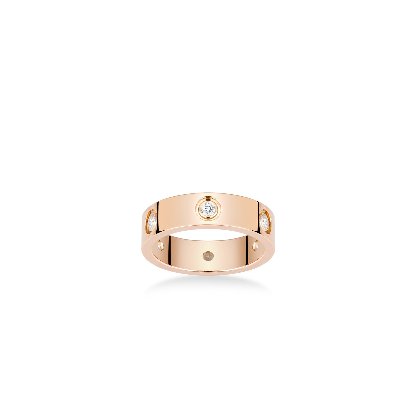 Rose-gold Fever collection: Modern "Bright Love" CNC wide band Ring (Unisex）
