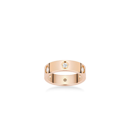 Rose-gold Fever collection: Modern "Bright Love" CNC wide band Ring (Unisex）