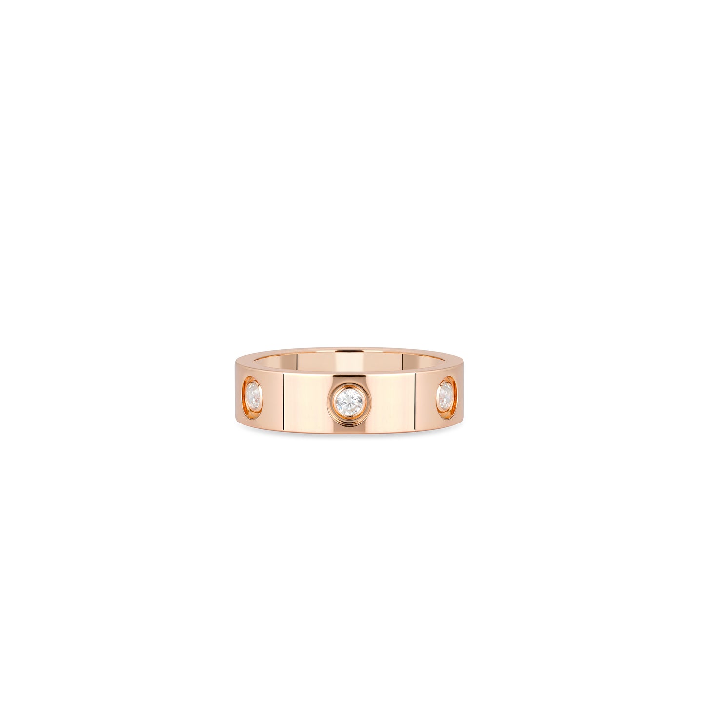 Rose-gold Fever collection: Modern "Bright Love" CNC wide band Ring (Unisex）