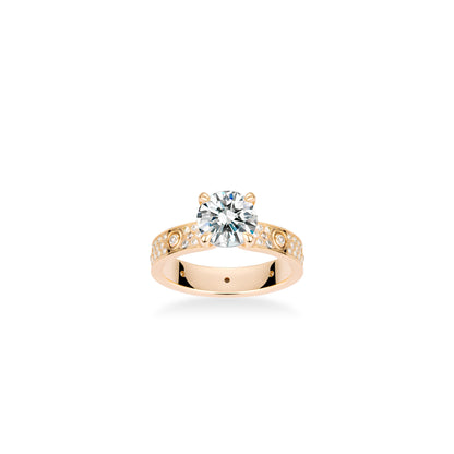 Pre-order High Jewelry Collection: Modern "Bright Champagne Starry Sky Love" CNC Solitaire Engagement/Wedding Ring