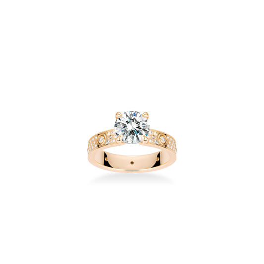 Pre-order High Jewelry Collection: Modern "Bright Champagne Starry Sky Love" CNC Solitaire Engagement/Wedding Ring