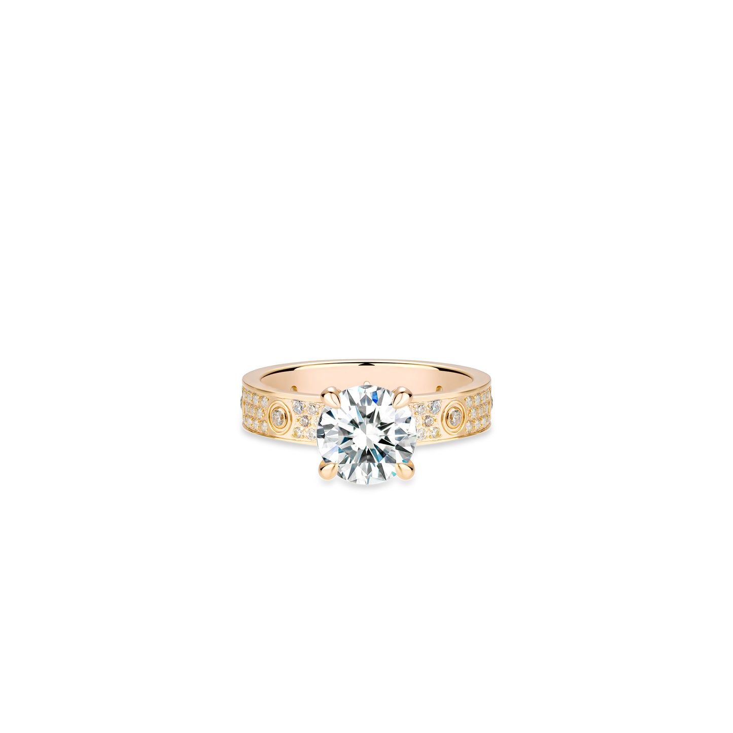 Pre-order High Jewelry Collection: Modern "Bright Champagne Starry Sky Love" CNC Solitaire Engagement/Wedding Ring