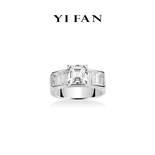 Wedding collection: Modern "Brilliant Asscher-cut" detailed Engagement/Wedding Ring（Unisex)）