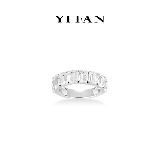 Emerald-cut collection: Timeless "Emerald-cut in Half-circle" detailed Eternity Ring Band