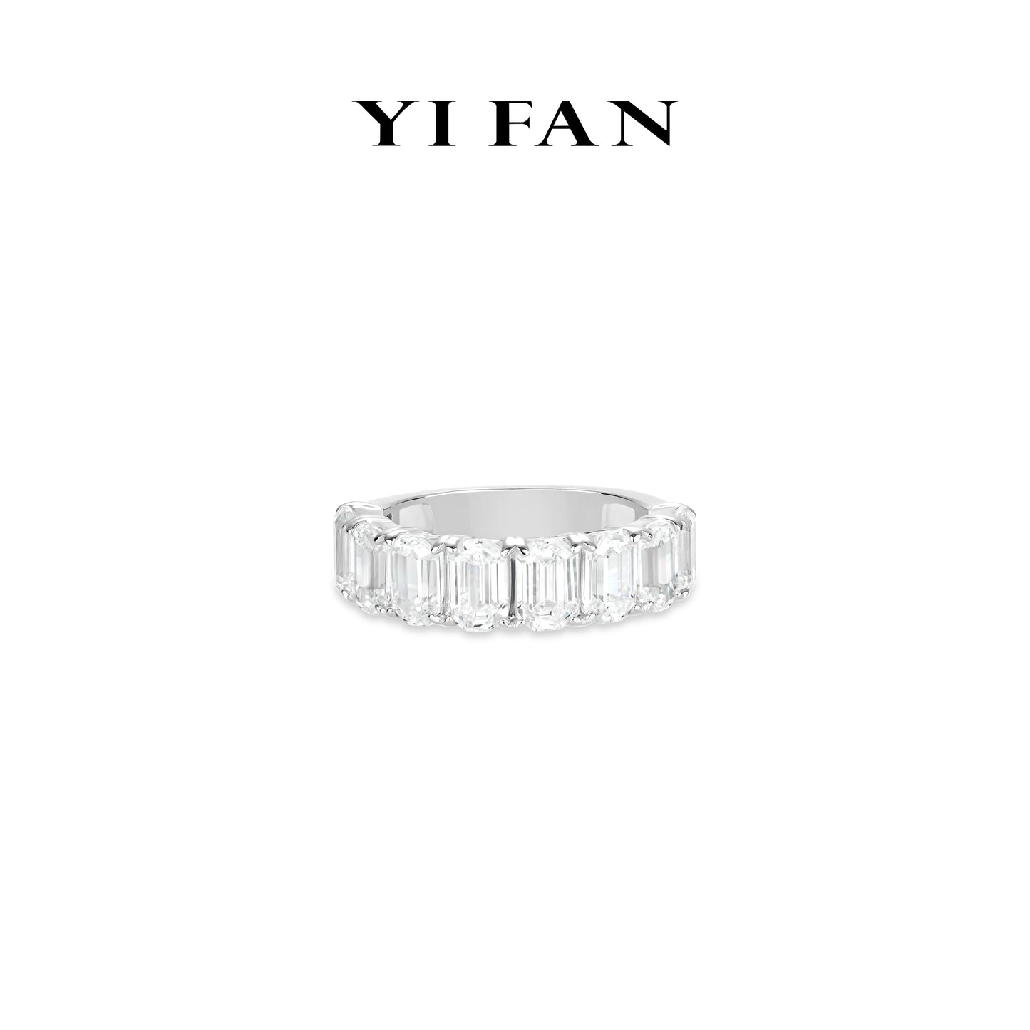 Emerald-cut collection: Timeless "Emerald-cut in Half-circle" detailed Eternity Ring Band