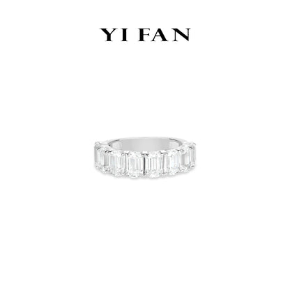 Emerald-cut collection: Timeless "Emerald-cut in Half-circle" detailed Eternity Ring Band