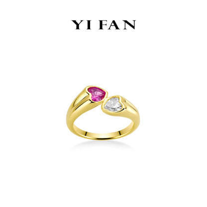 Welfare Exclusive Pink Diamond color collection: Modern "2-tone Compassion" unique 2-stones Ring