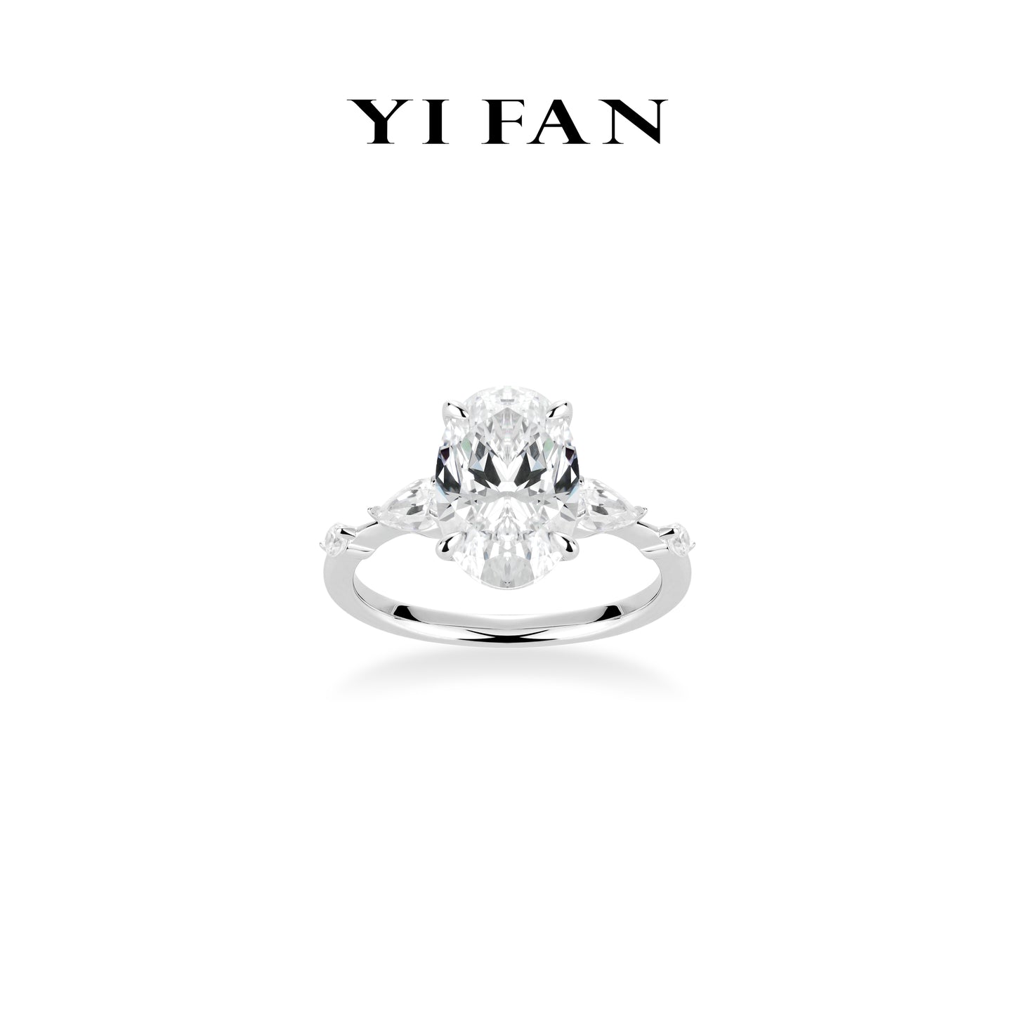 Wedding collection: Modern “Brilliant & Icy Pigeon Egg Rocks” detailed 5-stones Ring