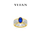 Sapphire color collection: Golden edge "Vibrant Blue Starry Sea" Wide band Lace Ring