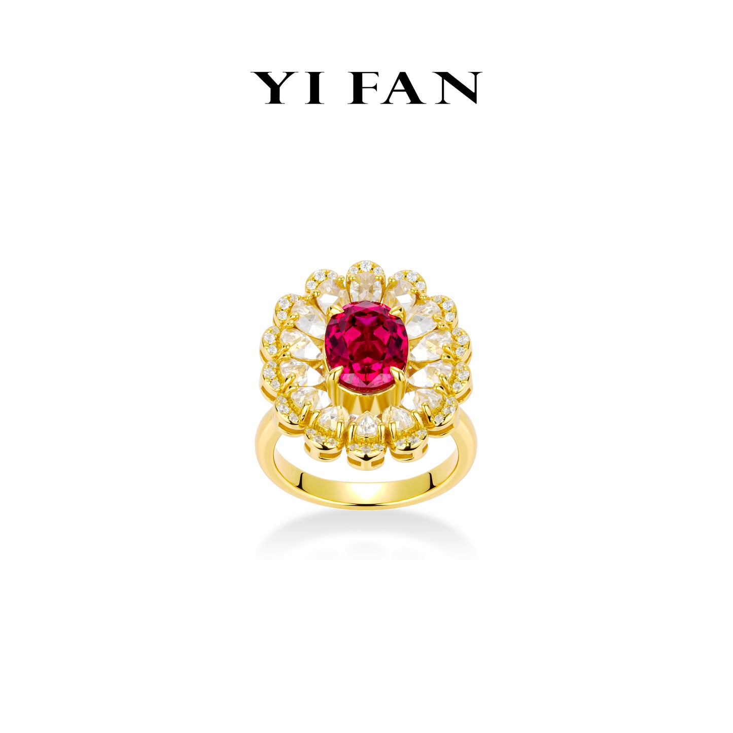 Red Diamond color collection: Luxury "Wine-Red Tribal Chief" exquisite Cocktail Ring