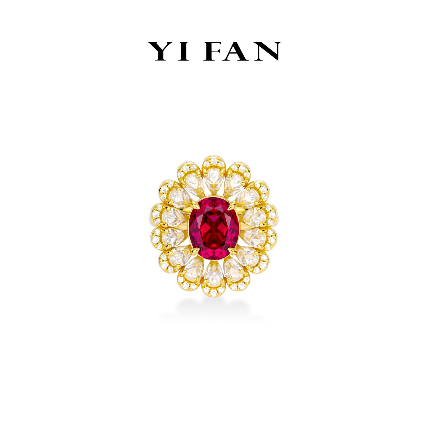 Red Diamond color collection: Luxury "Wine-Red Tribal Chief" exquisite Cocktail Ring