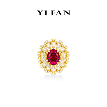 Red Diamond color collection: Luxury "Wine-Red Tribal Chief" exquisite Cocktail Ring