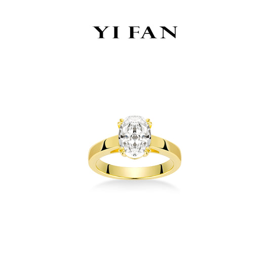 Wedding collection: Modern "Golden Icy Monalisa Pigeon Egg Rocks" delicate Solitaire Ring