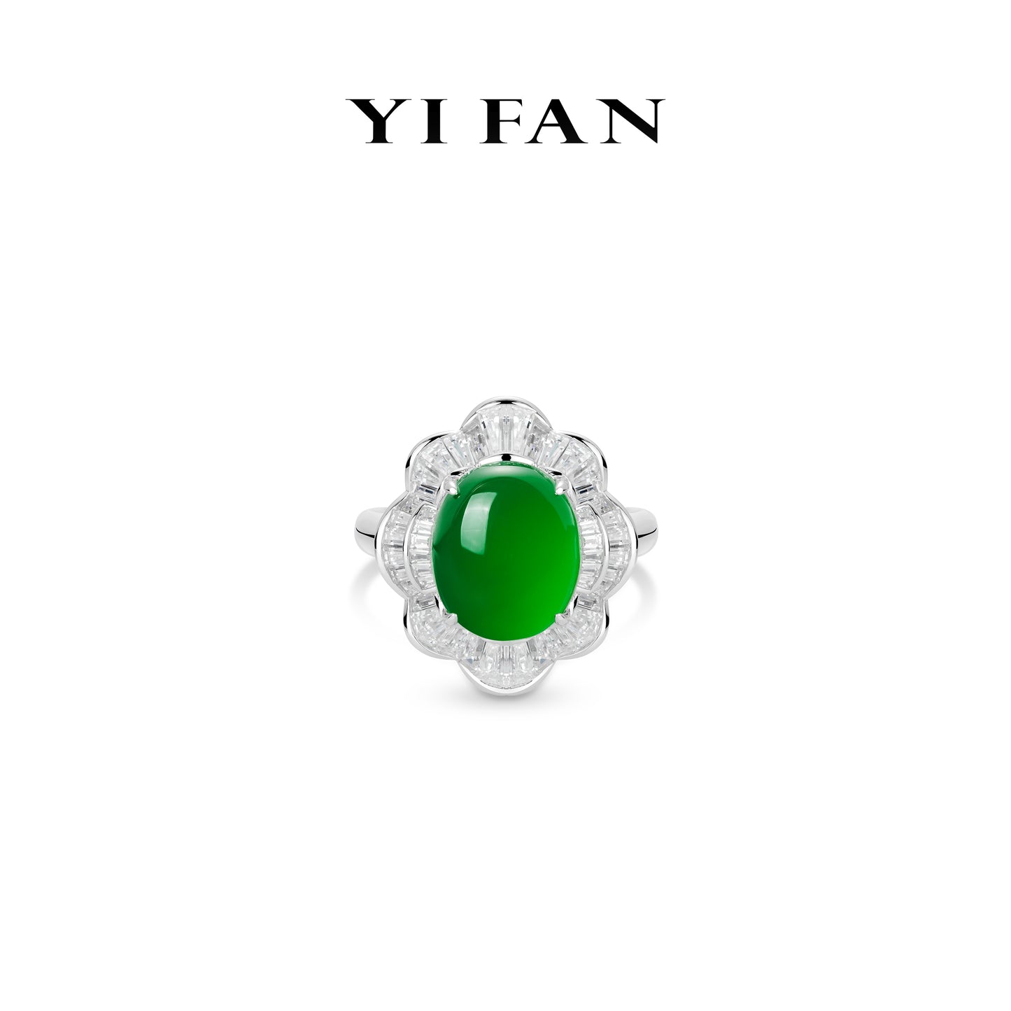 Elegant Jadeite Collection: Modern "Royal Green domed Luminous Pearl" exquisite Lace-edged Ring