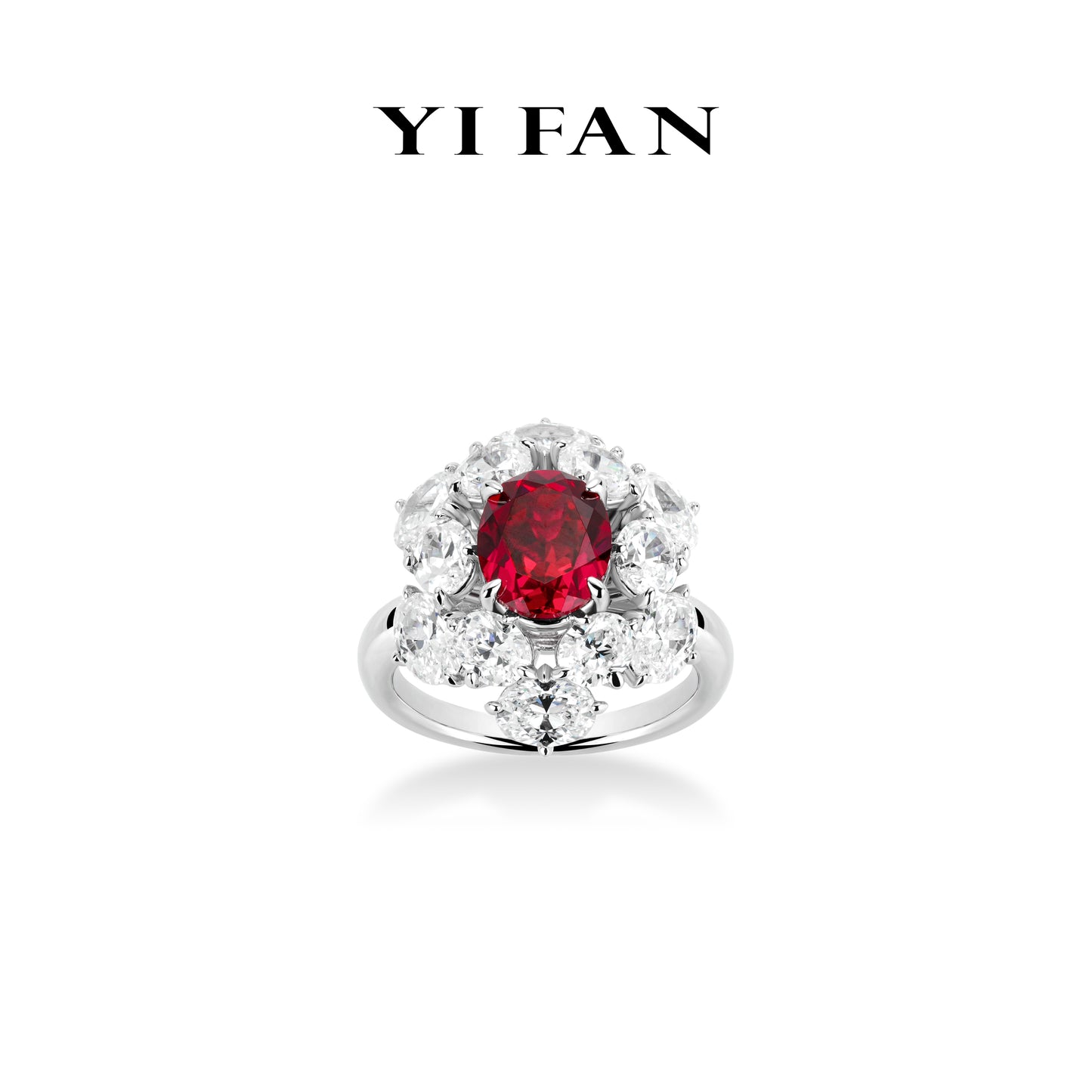 Ruby Color collection: Modern "Ancora Red Pigeon-Egg" detailed Ring