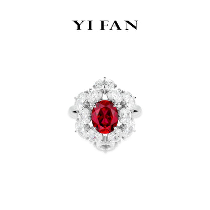 Ruby Color collection: Modern "Ancora Red Pigeon-Egg" detailed Ring