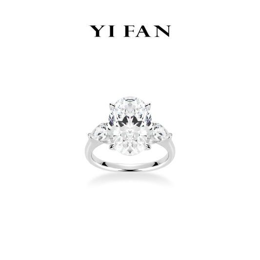 Wedding collection: Luxury “Magnificent Icy Pigeon Egg Rocks” detailed 3-stones Ring