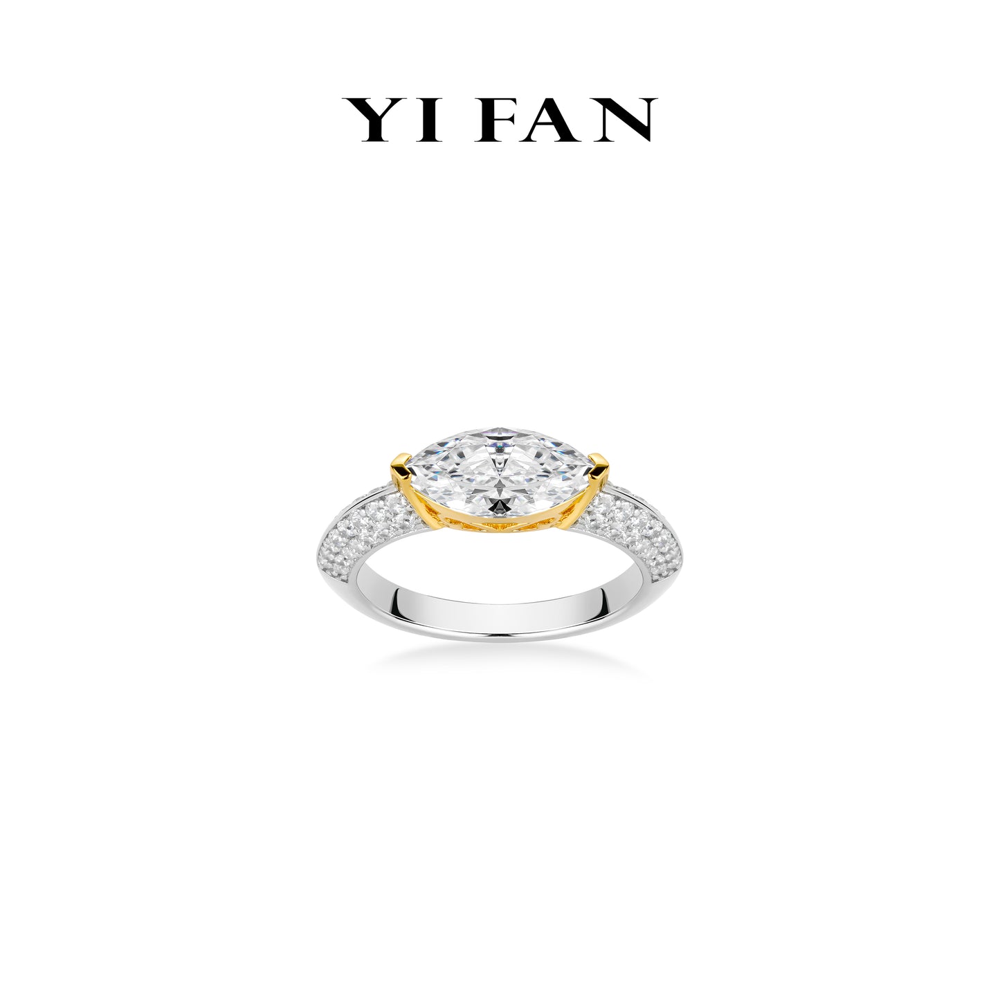 Ethereal Sparkle Collection: Modern "Dual-Tone Radiant Elegance Marquise-cut" detailed Ring