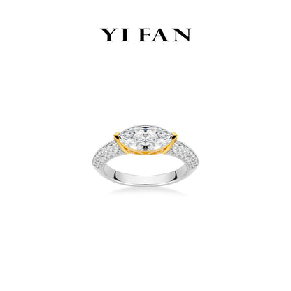 Ethereal Sparkle Collection: Modern "Dual-Tone Radiant Elegance Marquise-cut" detailed Ring