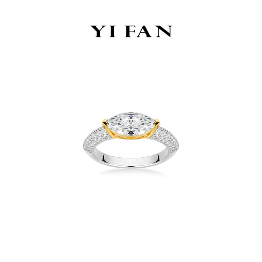 Ethereal Sparkle Collection: Modern "Dual-Tone Radiant Elegance Marquise-cut" detailed Ring