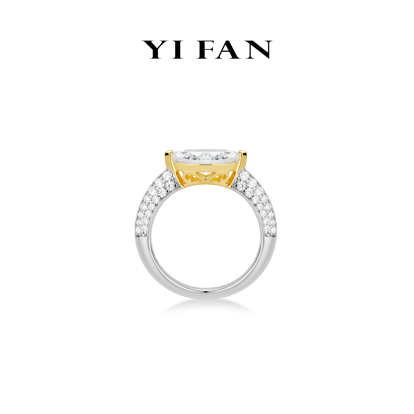 Ethereal Sparkle Collection: Modern "Dual-Tone Radiant Elegance Marquise-cut" detailed Ring