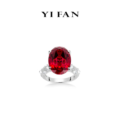 Red Diamond color collection: Luxury "Wine-Red Pigeon-Egg Rock" exquisite Ring