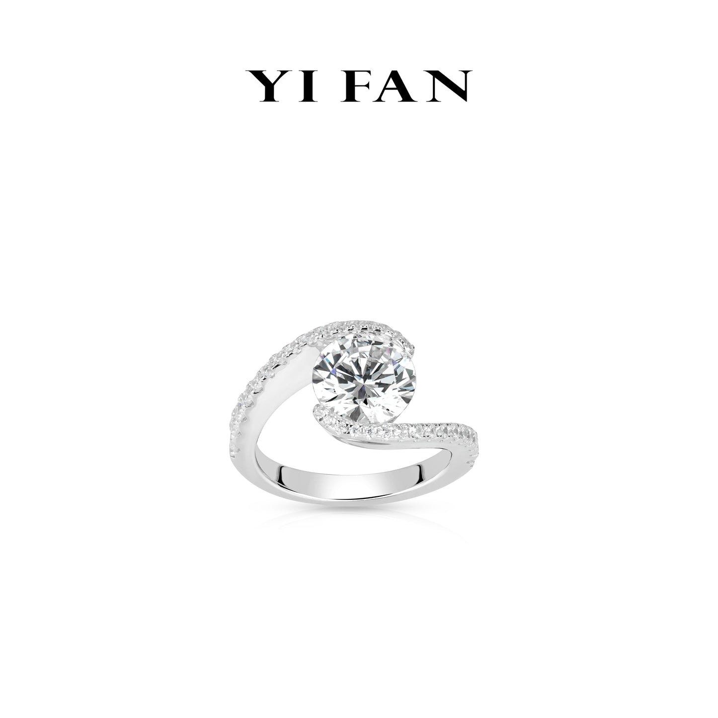 Pure Radiance Collection: Modern "Brilliant Floating Diamond" unique twisted band Ring (Solitair 3 carat)