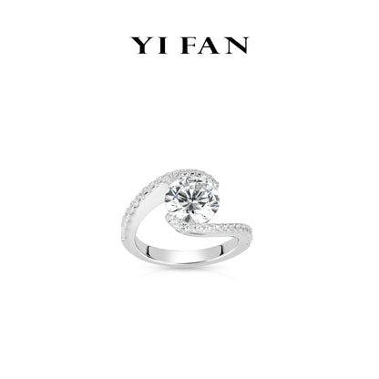 Pure Radiance Collection: Modern "Brilliant Floating Diamond" unique twisted band Ring (Solitair 3 carat)
