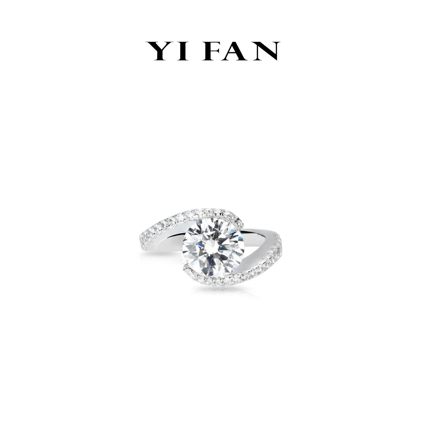 Pure Radiance Collection: Modern "Brilliant Floating Diamond" unique twisted band Ring (Solitair 3 carat)