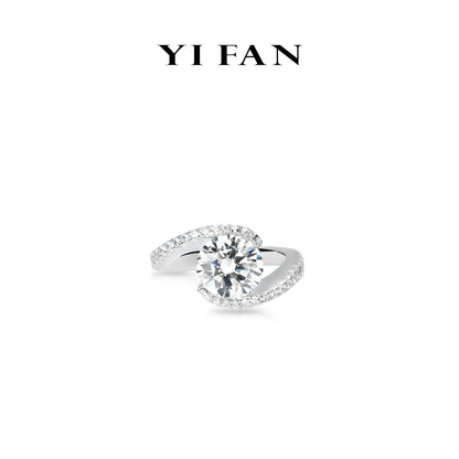 Pure Radiance Collection: Modern "Brilliant Floating Diamond" unique twisted band Ring (Solitair 3 carat)