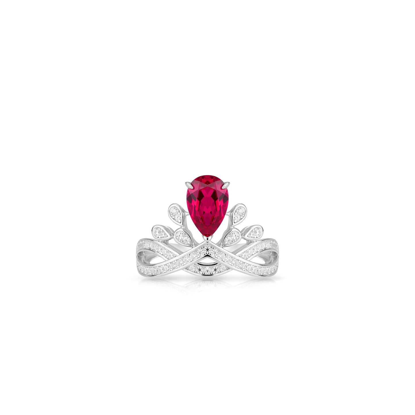 Ruby Color collection: Modern "Red water droplet Tiara" exquisite Ring