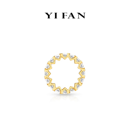 Gilded Sparkle Collection: Modern "Geometric Golden Glimmer" exquisite Eternity Ring Band
