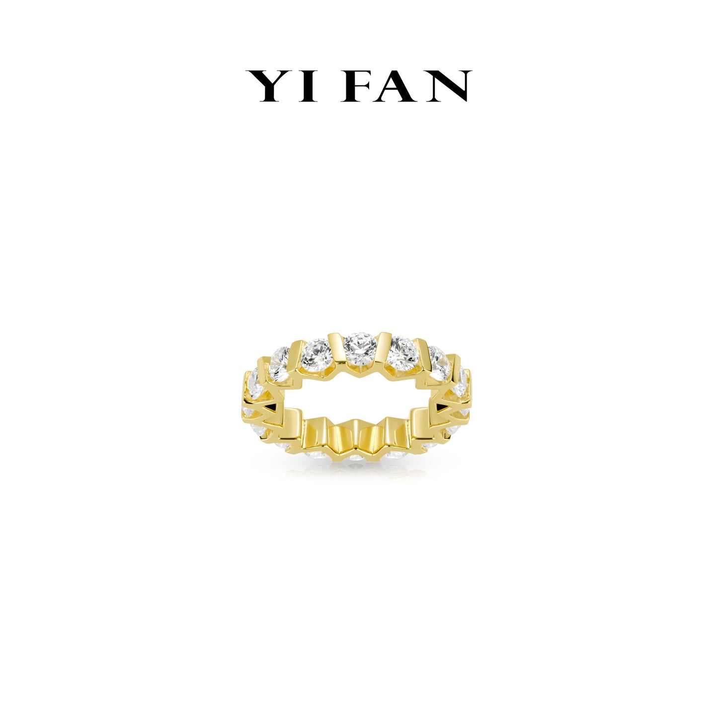 Gilded Sparkle Collection: Modern "Geometric Golden Glimmer" exquisite Eternity Ring Band