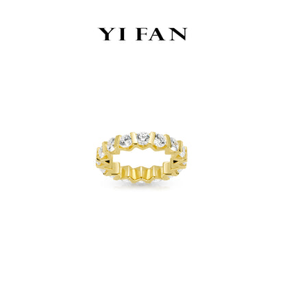 Gilded Sparkle Collection: Modern "Geometric Golden Glimmer" exquisite Eternity Ring Band