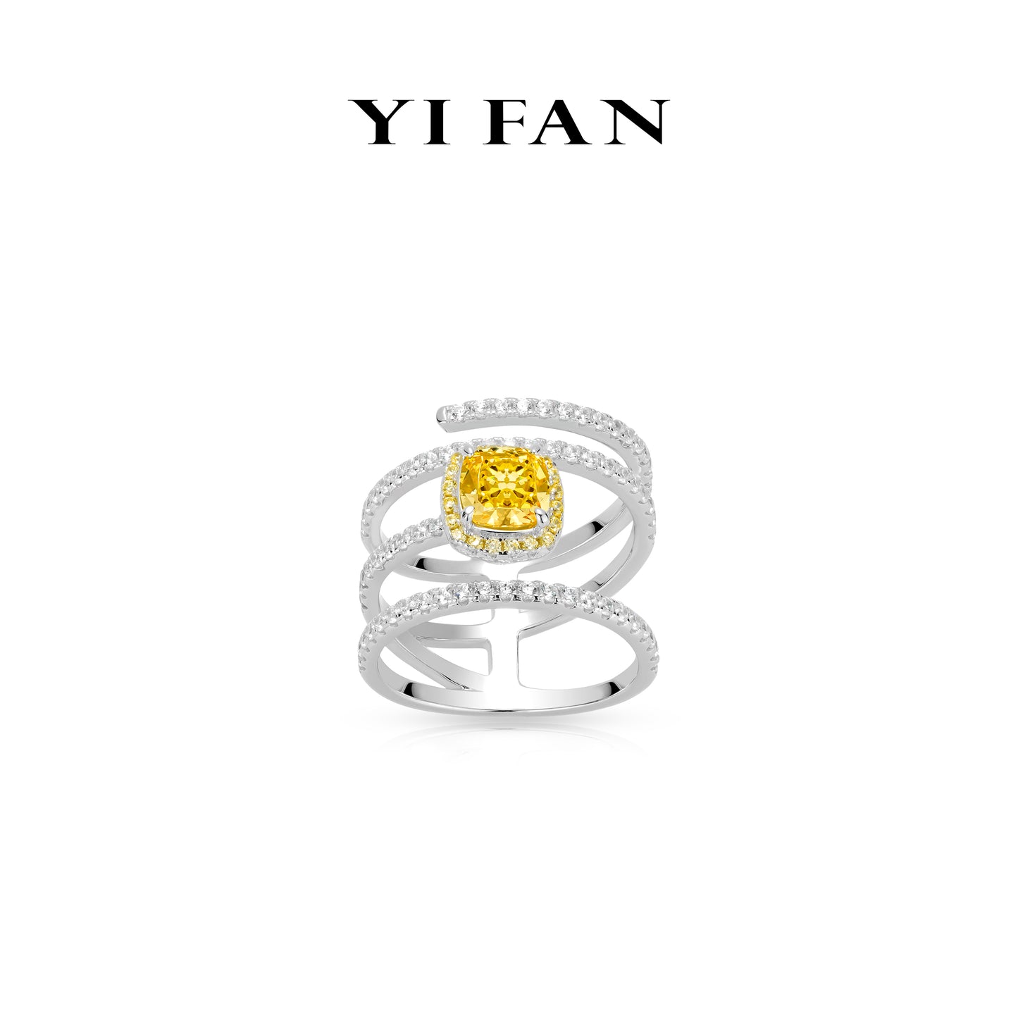 Yellow Diamond color Collection: Modern "Sunburst Spiral Celestial Sparkle" exquisite Ring