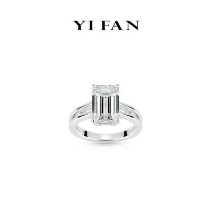 Ethereal Radiance Collection: Modern "Celestial Beam Emerald-Cut ” exquisite Ring (Unisex)