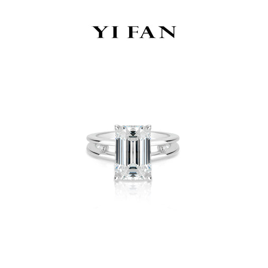 Ethereal Radiance Collection: Modern "Celestial Beam Emerald-Cut ” exquisite Ring (Unisex)