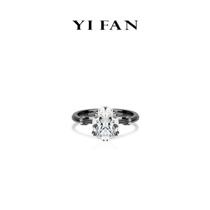 Black and White Luminary Collection: Modern "Black gold Ovallight" unique band Solitaire Ring