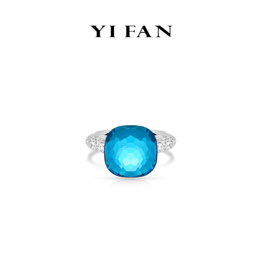 Aquamarine color collection: Modern "Aqua Allure Oceanic Orb" detailed Ring