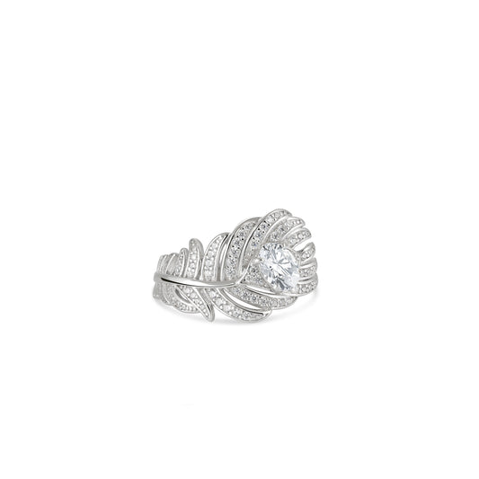 Summer Vibes collection: Modern "White Feather" open Ring