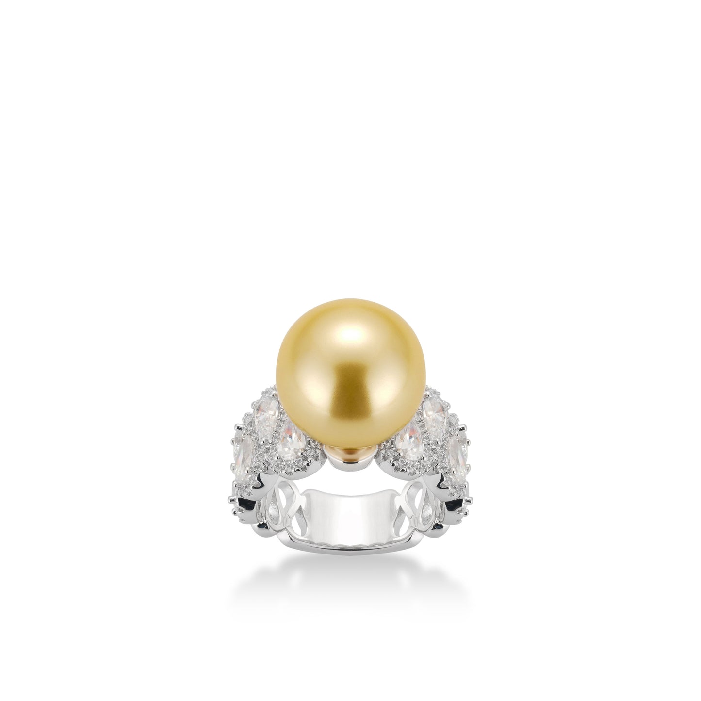 Pre-order design: Golden Pearl detailed wide band ring.