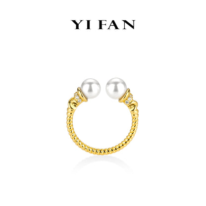 Welfare Exclusive Golden time collection: Modern "White Bubbles" Open Ring