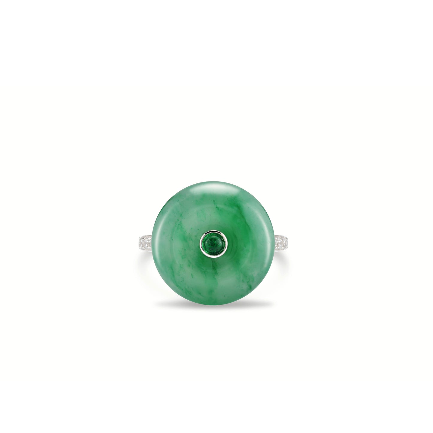 High Jewelry collection: Green Jade Safety Buckle "Spinning Ping An Kou" Modern Ring