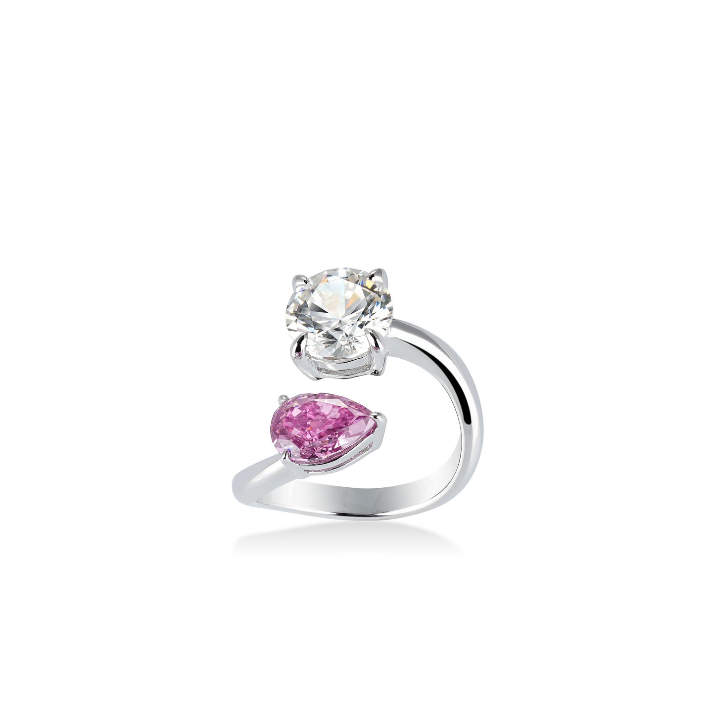 Minimalist collection: "Spring Love" Modern 2 stones open ring