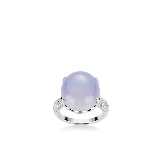 High Jewelry collection: Icy Blue Purple jade "Pigeon Egg Rock" modern Ring